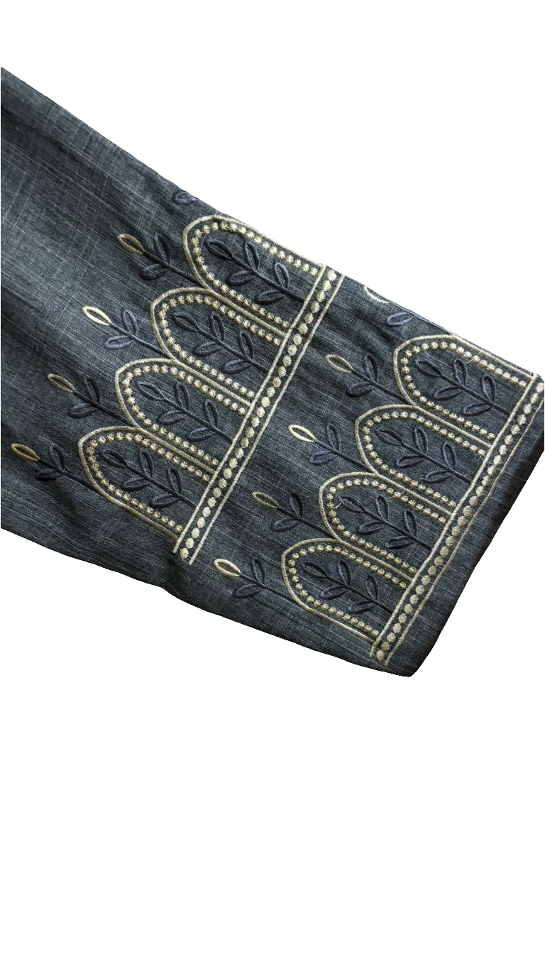 Charcoal grace embroidered abaya