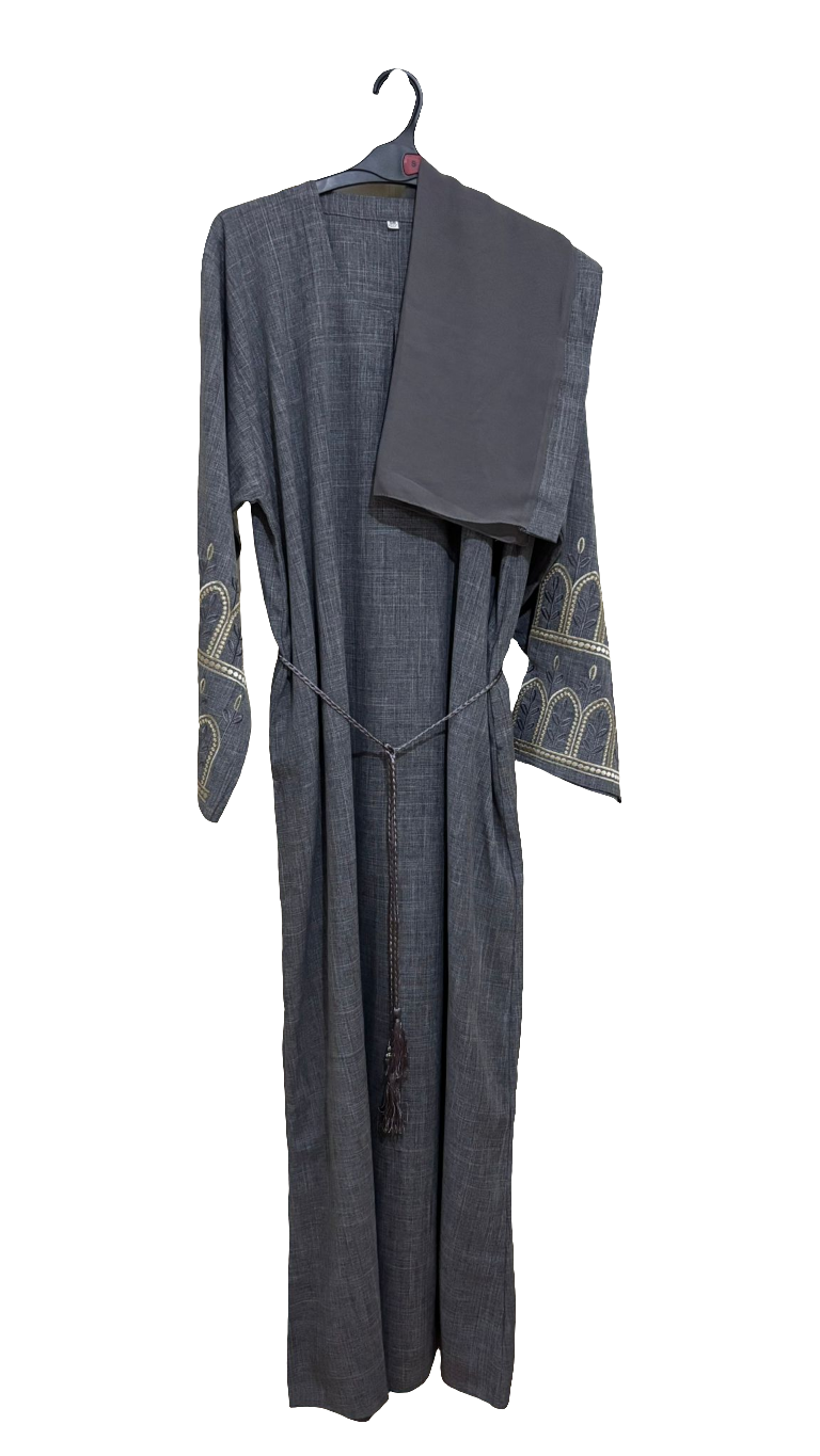 Ash elegance embroidered abaya