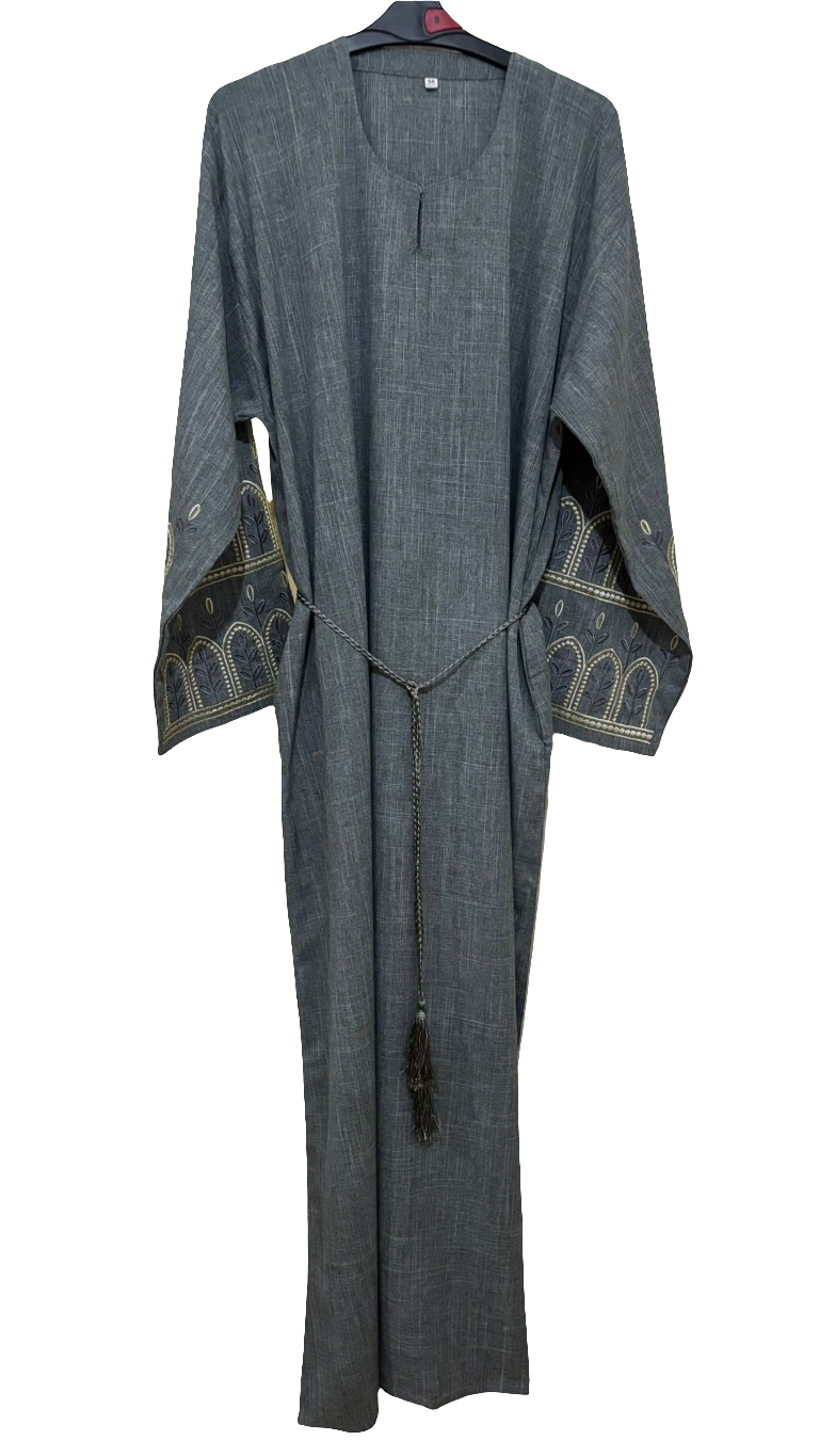 Charcoal grace embroidered abaya