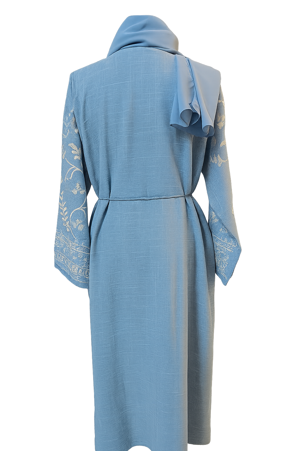 Noor Dusty Blue Embroidered Abaya