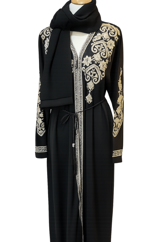 Layali Black Embroidered Abaya