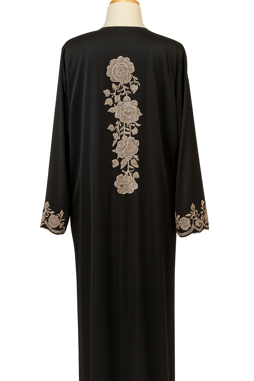 Taupe Modest Abaya Set with Black Scarf & Inner Dress