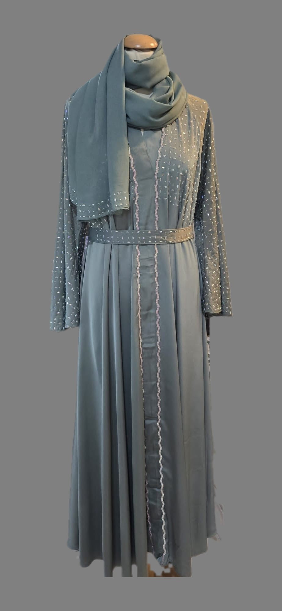 Dusty Blue Pearl Abaya