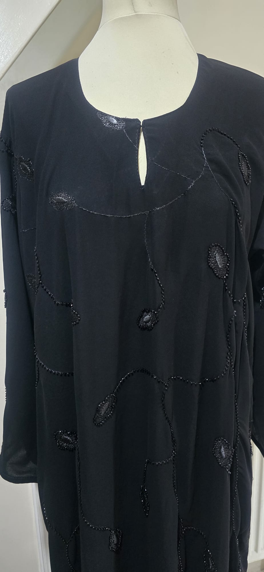 Midnight Leaf Embroidered Abaya