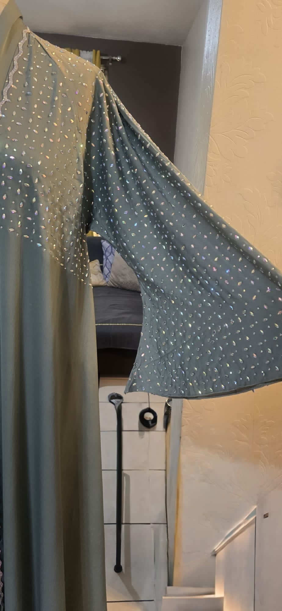 Dusty Blue Pearl Abaya