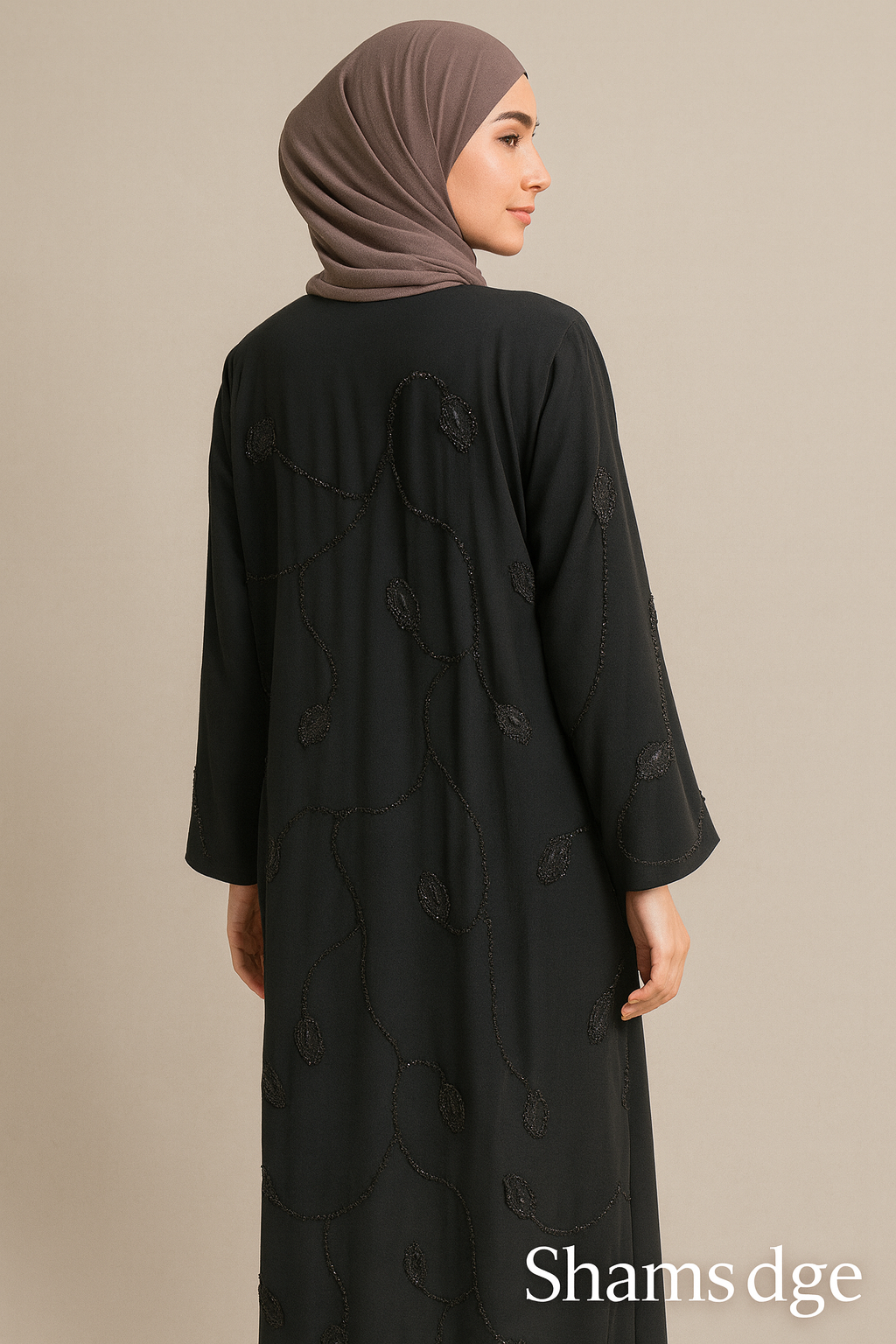 Midnight Leaf Embroidered Abaya