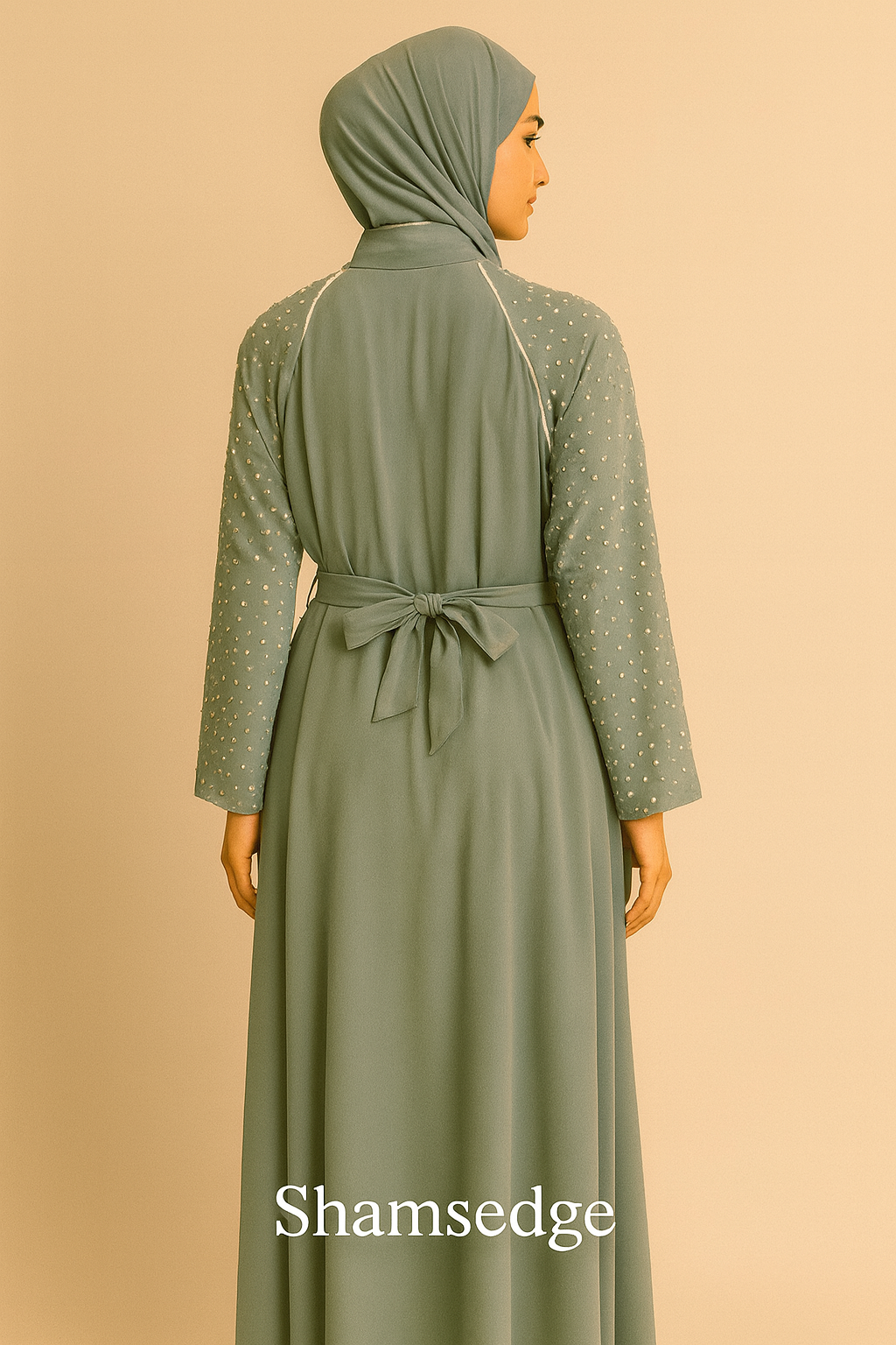 Dusty Blue Pearl Abaya