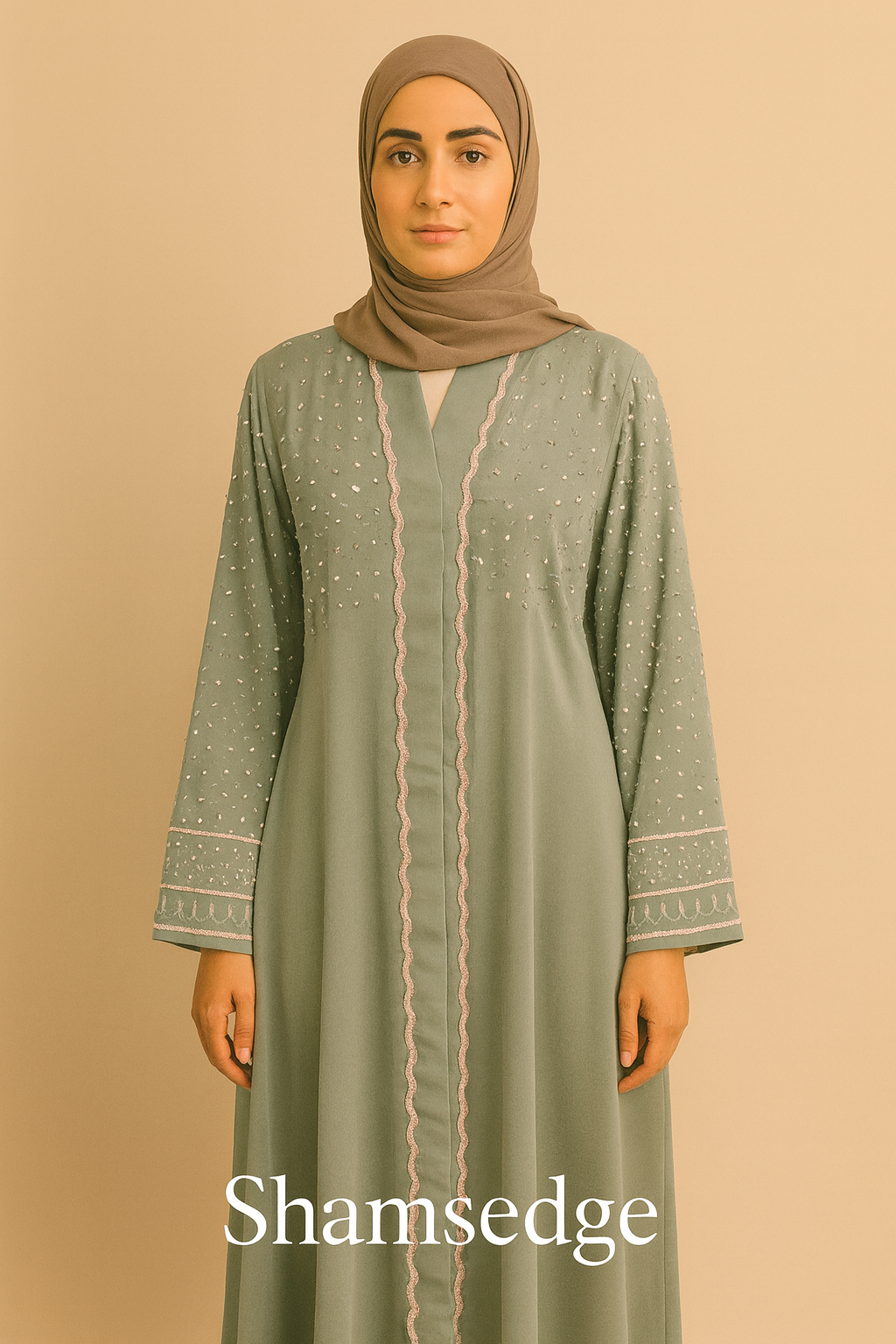 Dusty Blue Pearl Abaya