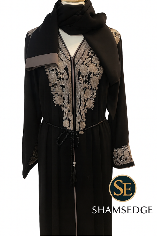 Noir Blossom Abaya